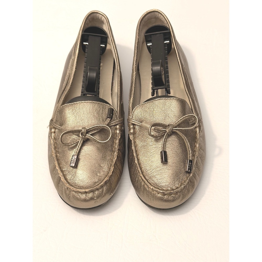 Michael Kors Metallic Gold Leather‎ Bow Moccasin Flats Women's Size 9